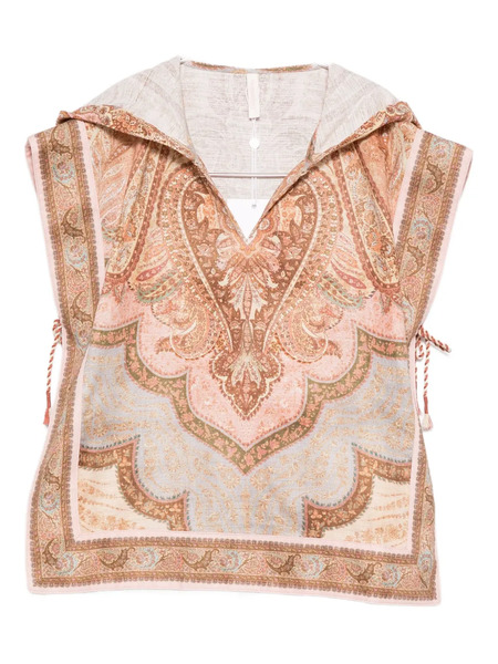  Zimmermann Kids Awaken Hooded Patterned Poncho - Neutrals 