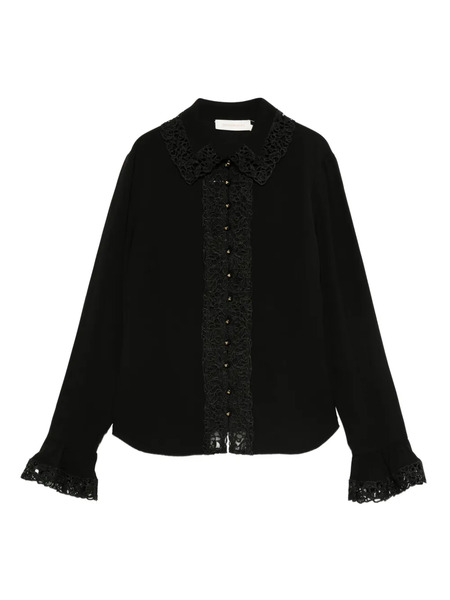  Zimmermann Lace-trimmed Ruffled Blouse - Black 