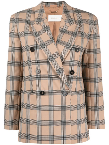  Zimmermann Luminosity Checked Double-breasted Blazer - Neutrals 