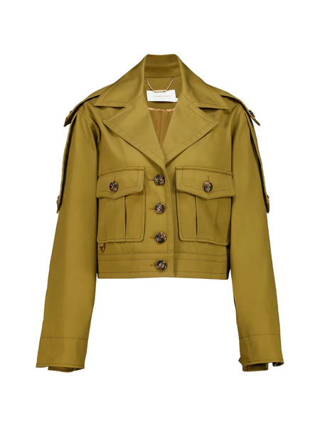  Zimmermann Luna Drill Cropped Cargo Jacket - Green 