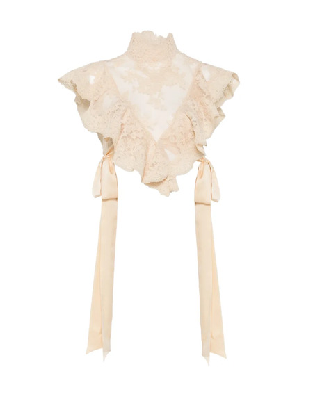  Zimmermann Luna Lace Ruffled Top - Neutrals 