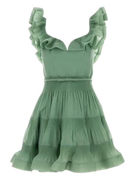  Zimmermann Pleated Ruffled Mini Dress - Green 
