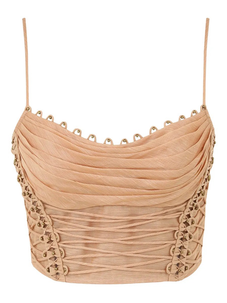 Zimmermann Rebellion Beaded Crop Top - Neutrals 