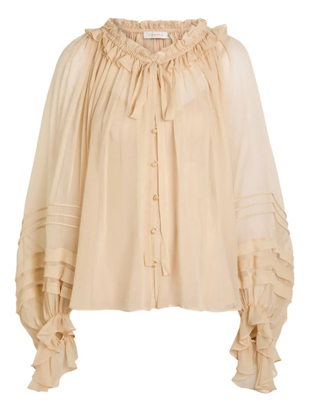  Zimmermann Rebellion Corded Ruffled Blouse - Neutrals 