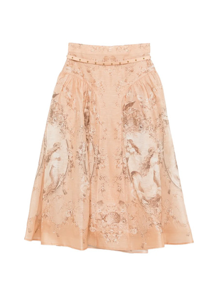  Zimmermann Rebellion Printed Midi Skirt - Neutrals 