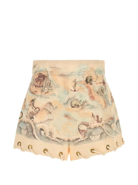  Zimmermann Rebellion Printed Shorts - Neutrals 