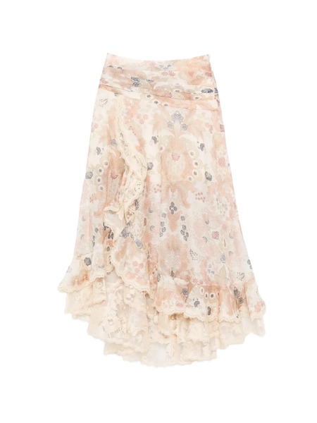  Zimmermann Rebellion Ruffled Midi Skirt - Neutrals 