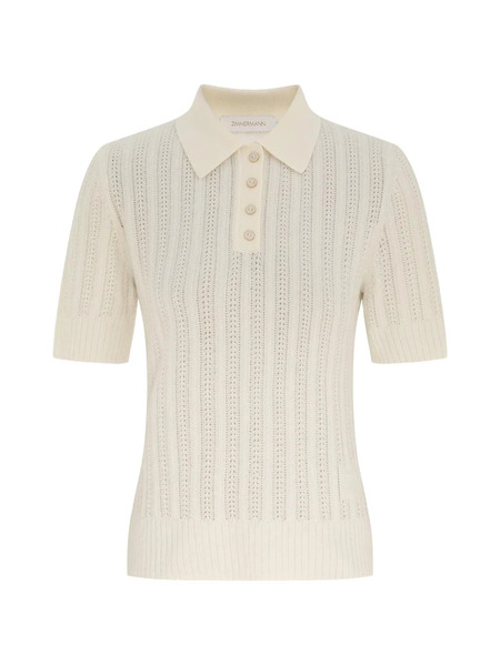  Zimmermann Ribbed Polo Top - Neutrals 