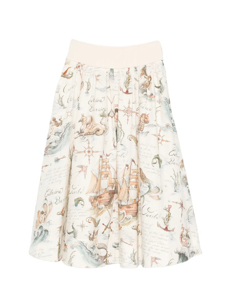  Zimmermann Ribbed Printed Midi Skirt - Neutrals 