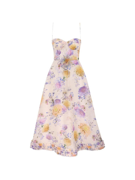  Zimmermann Ruffle Strappy Midi Dress - Neutrals 