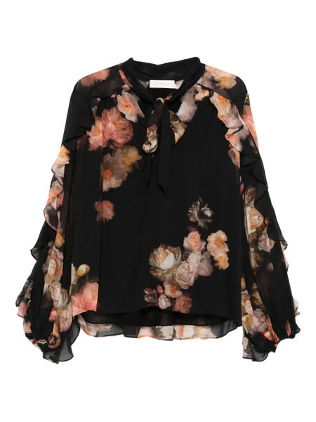  Zimmermann Ruffled Floral-print Blouse - Black 