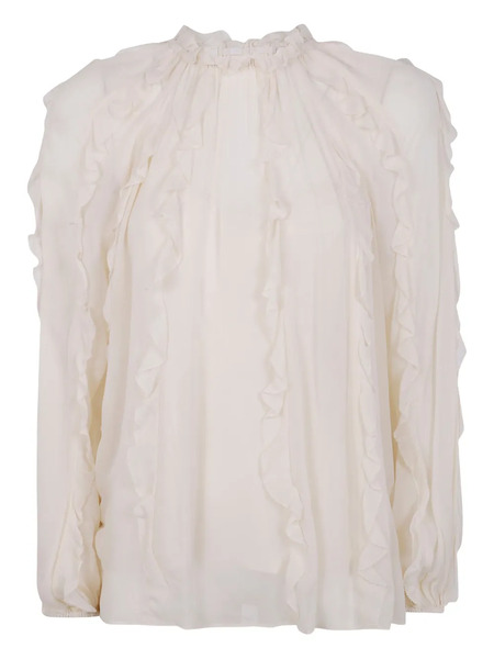  Zimmermann Ruffled High-neck Blouse - Neutrals 