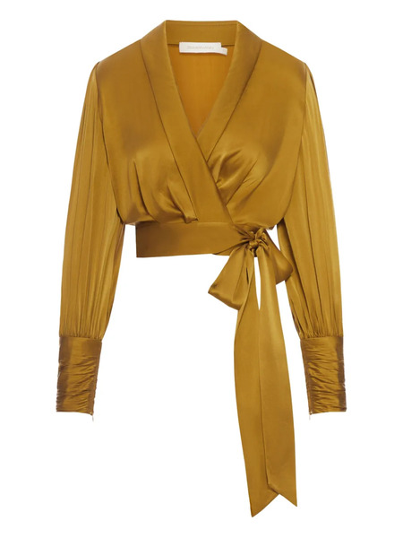  Zimmermann Silk Wrap Top - Yellow 