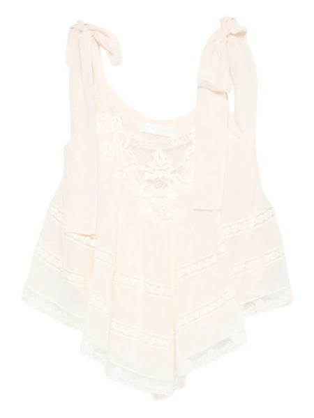  Zimmermann Tie-shoulder Lace Top - Neutrals 