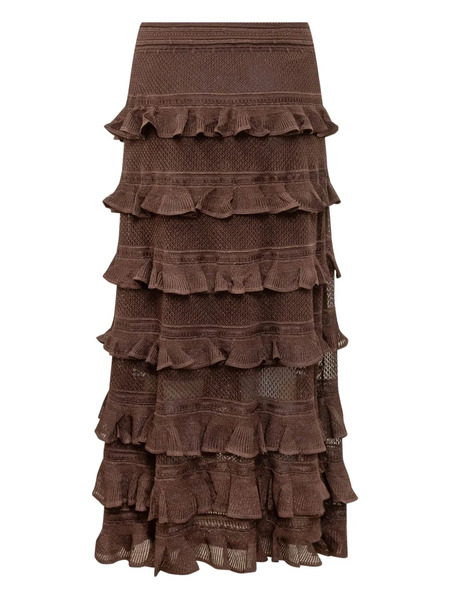  Zimmermann Tiered Ruffle Skirt - Brown 