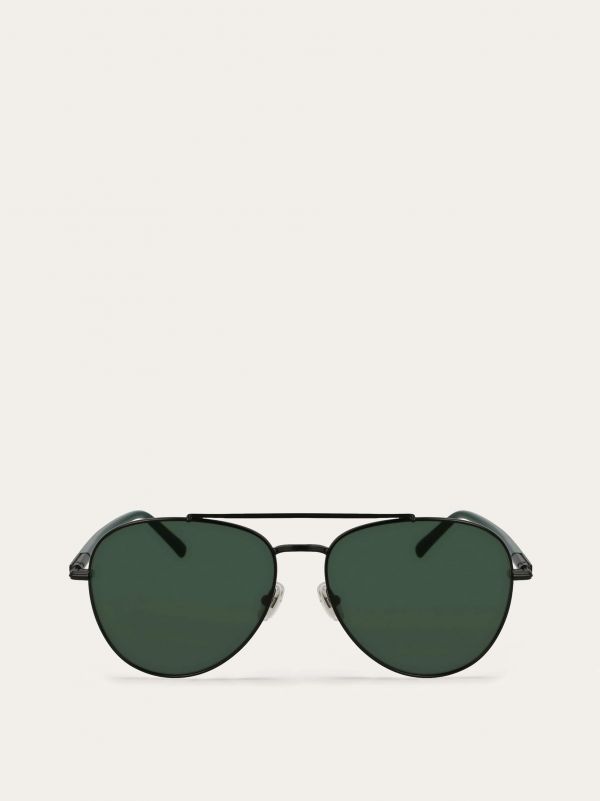  Ferragamo Men Aviator Frame Sunglasses Black 