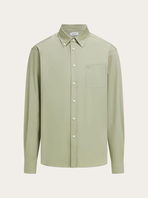  Ferragamo Men Button Down Shirt Green 