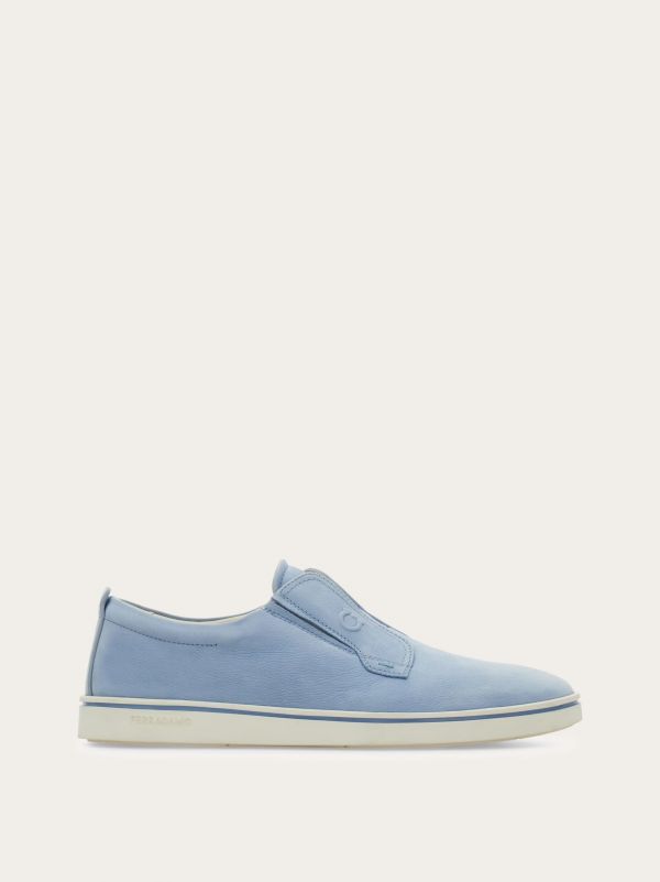  Ferragamo Men Derby Slip On Blue Size 5.5 