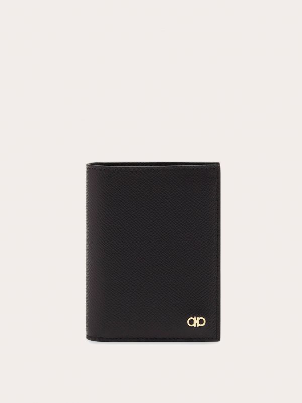  Ferragamo Men Gancini Compact Wallet Black 