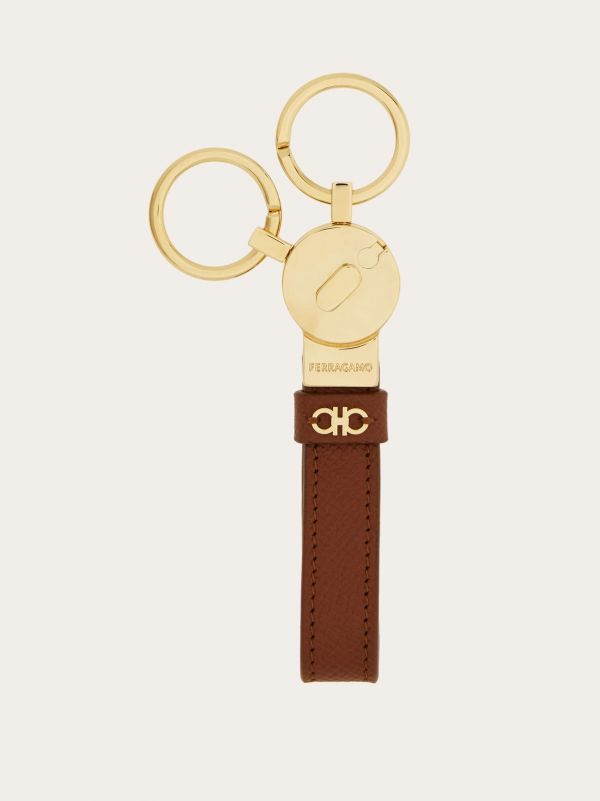  Ferragamo Men Gancini Key Holder Brown 