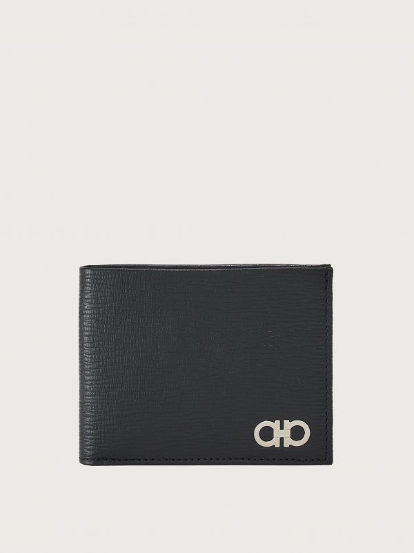  Ferragamo Men Gancini Wallet Black 