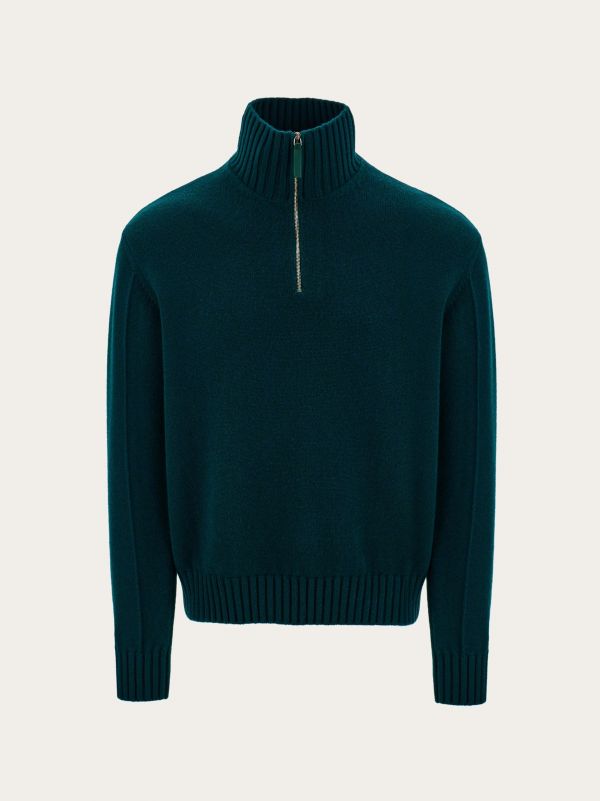  Ferragamo Men High Neck Cashmere Pullover Green 