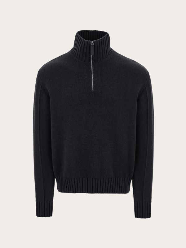  Ferragamo Men High Neck Cashmere Pullover Grey 