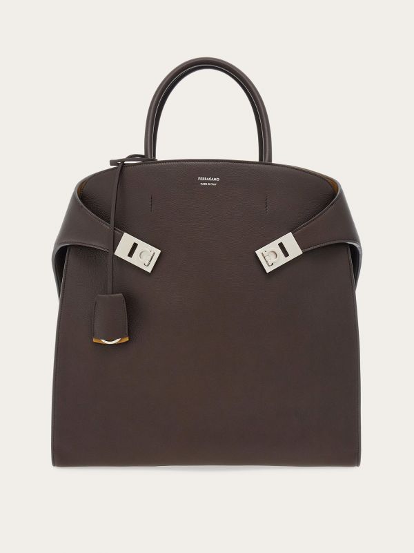  Ferragamo Men Hug Tote Bag Brown 