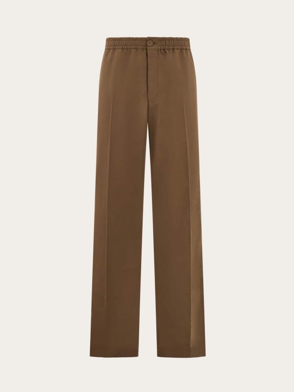  Ferragamo Men Light Wool Blend Jogger Brown 