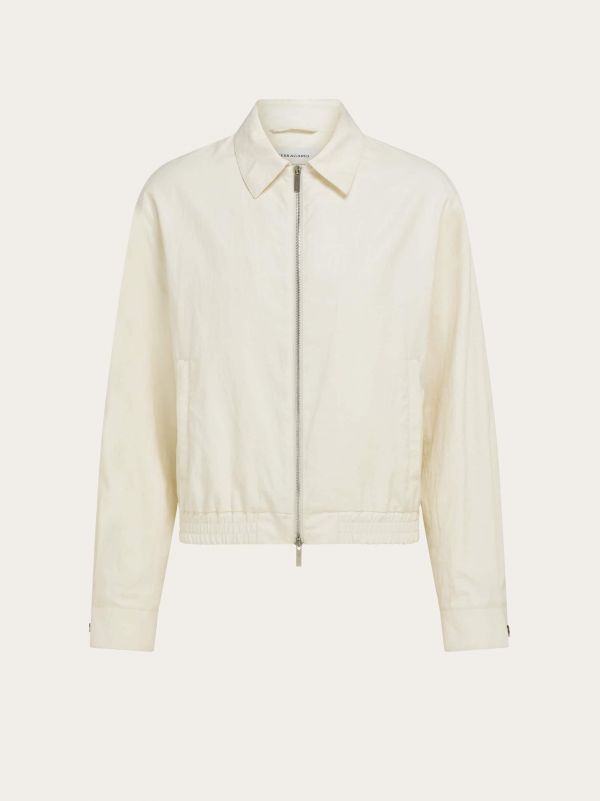  Ferragamo Men Linen Blouson White 