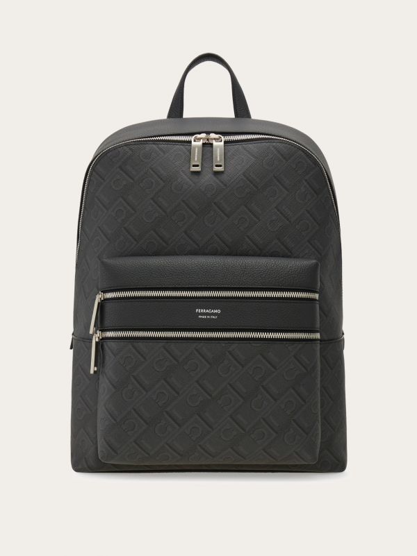  Ferragamo Men Ferragamo Monogram Backpack Black 