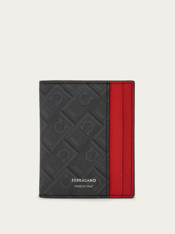  Ferragamo Men Ferragamo Monogram Credit Card Holder Red 