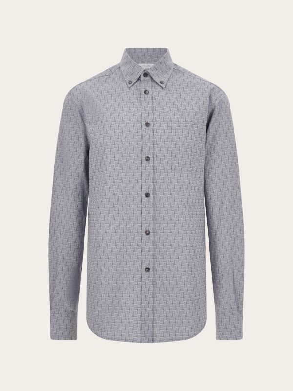  Ferragamo Men Ferragamo Monogram Shirt Grey 