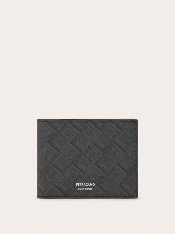  Ferragamo Men Ferragamo Monogram Wallet Black 