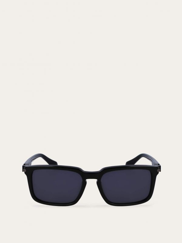  Ferragamo Men Rectangular Frame Sunglasses Black 