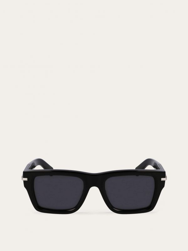  Ferragamo Men Rectangular Frame Sunglasses Black 