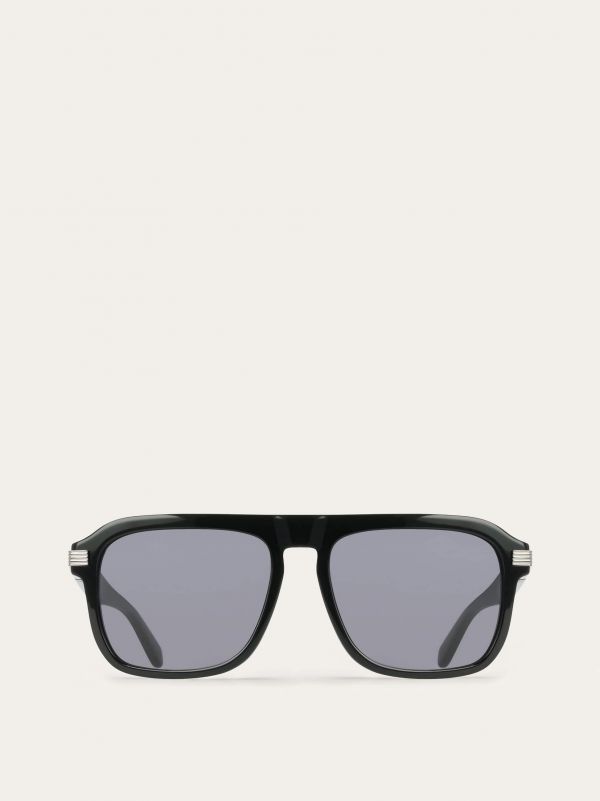  Ferragamo Men Rectangular Frame Sunglasses Black 