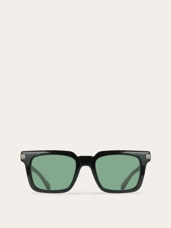  Ferragamo Men Rectangular Frame Sunglasses Black 