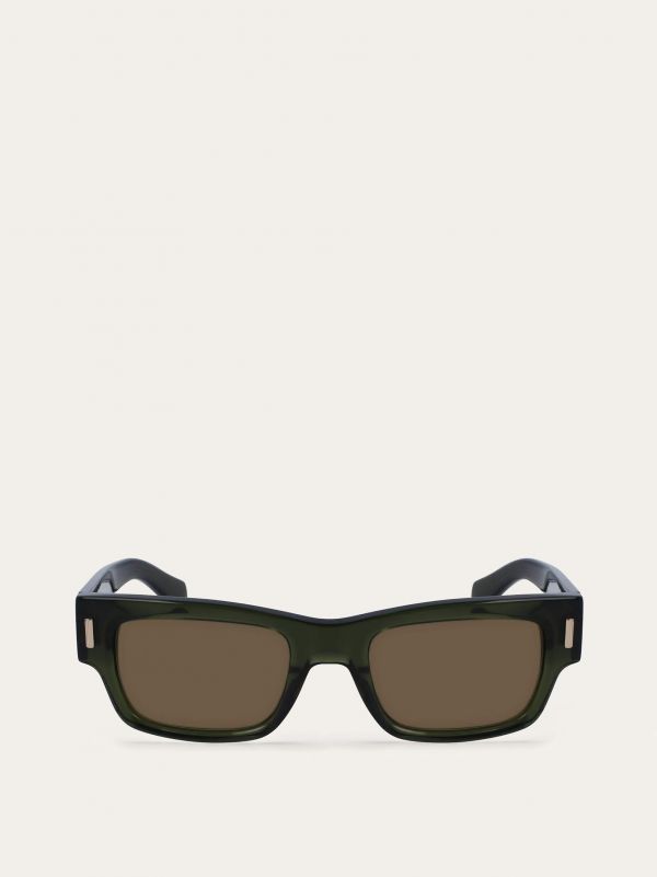  Ferragamo Men Rectangular Frame Sunglasses Brown 