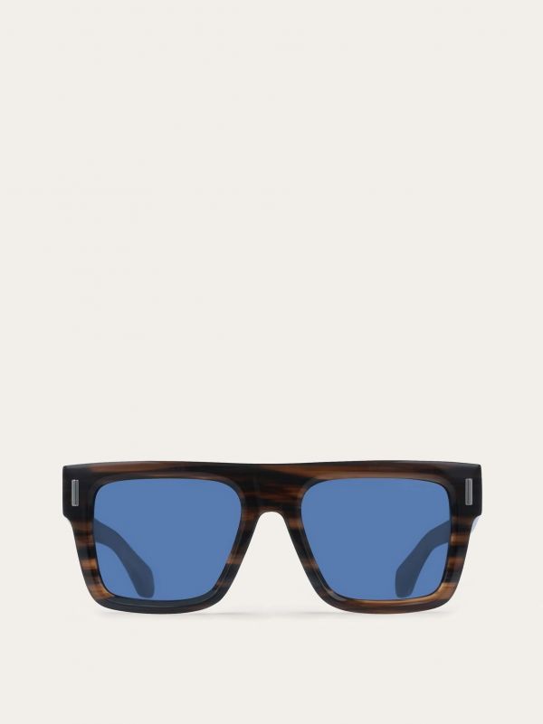  Ferragamo Men Rectangular Frame Sunglasses Brown 