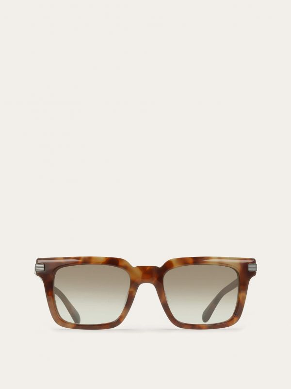  Ferragamo Men Rectangular Frame Sunglasses Brown 