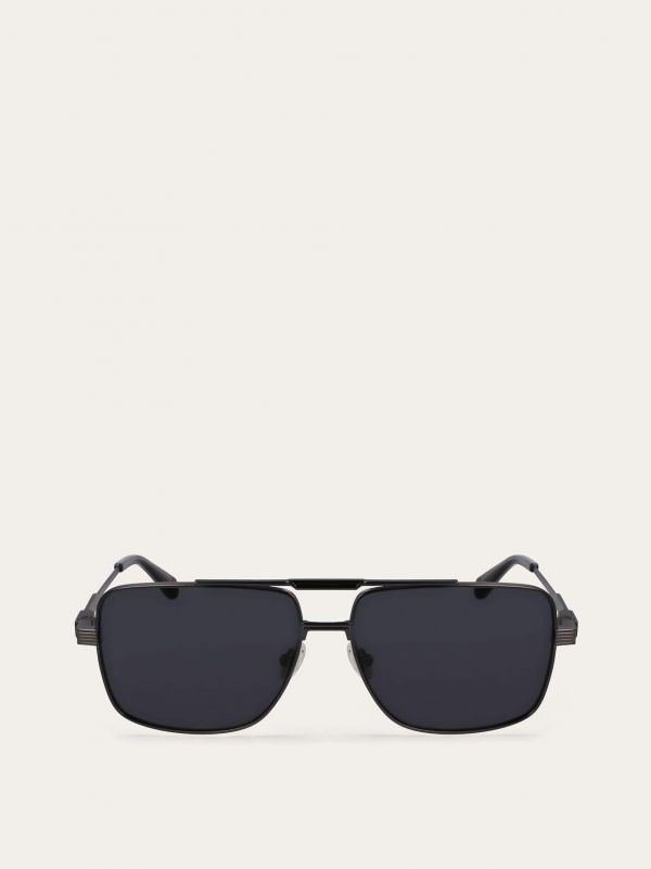  Ferragamo Men Rectangular Frame Sunglasses Grey 