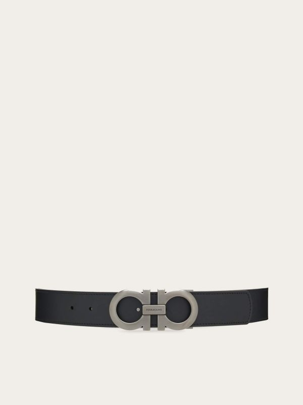  Ferragamo Men Reversible And Adjustable Gancini Belt Black 