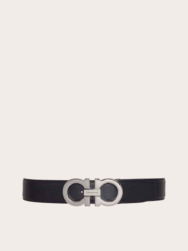  Ferragamo Men Reversible And Adjustable Gancini Belt Black 
