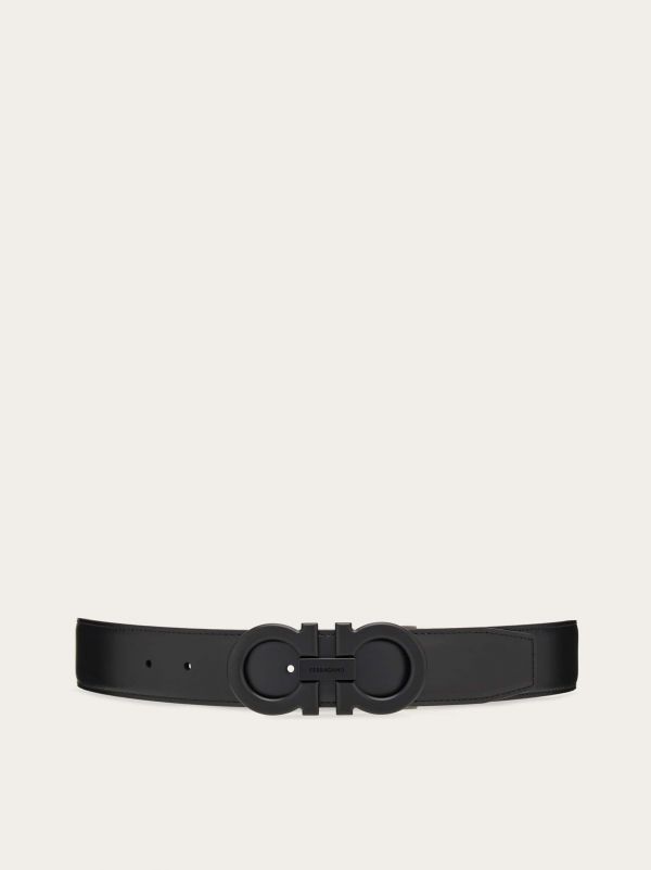  Ferragamo Men Reversible And Adjustable Gancini Belt Black 