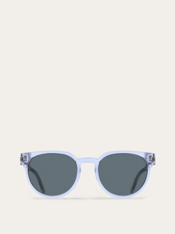  Ferragamo Men Round Frame Sunglasses Grey 