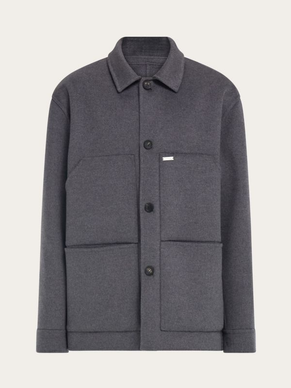  Ferragamo Men Shirt Jacket Grey 