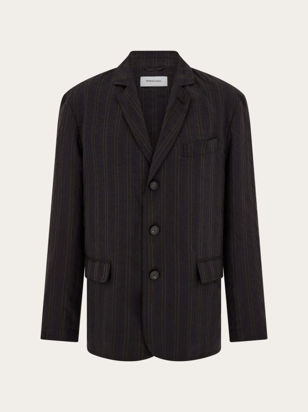  Ferragamo Men Single Breasted Blazer Brown 