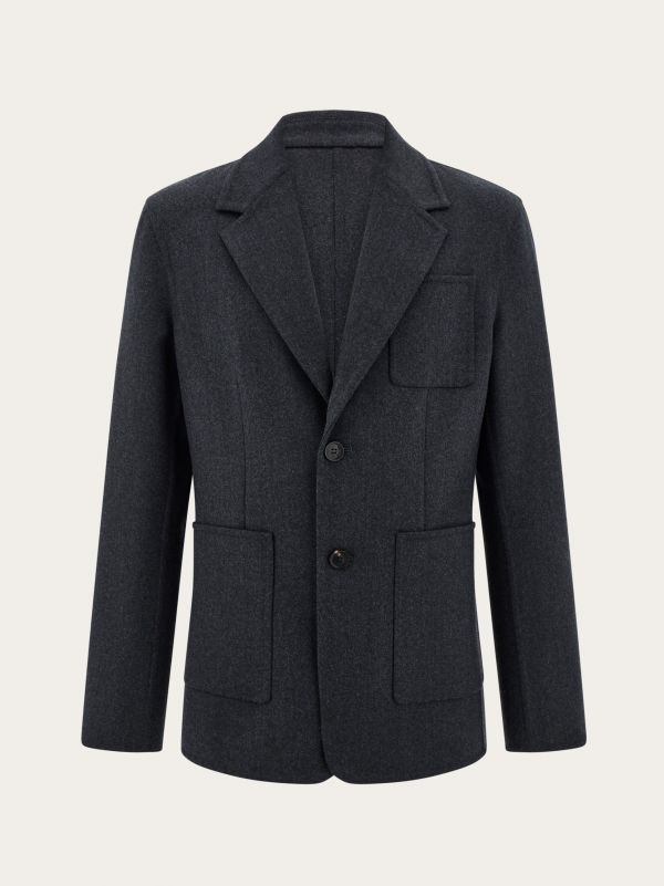  Ferragamo Men Single Breasted Blazer Grey 