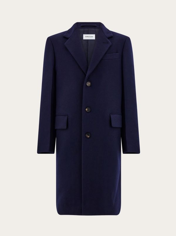  Ferragamo Men Single Breasted Coat Blue 